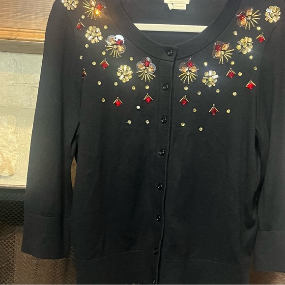 Kate Spade Kati Jewel Embellished Black Cardigan Sweater - Picture 9 of 15